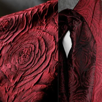 3D двусторонняя жаккардовая черно-красная ткань антикварный пиджак cheongsam дизайнерская ткань для одежды