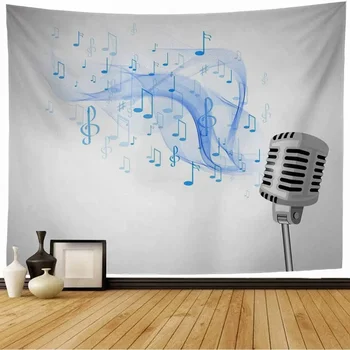 Музыкальный тематический гобелен с прыгающими музыкальными нотами, настенные гобелены в стиле хиппи для спальни, гостиной, украшения для вечеринок в общежитии