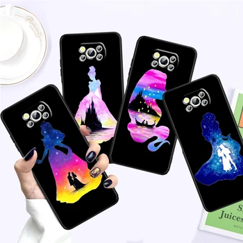 Для Xiaomi Mi Poco F5 F4 F3 F2 X5 X4 X3 M6 M5 M5S M4 M3 C40 Pro GT NFC 5G Черный Чехол Disney Silhouette Princess Cover Для Телефона