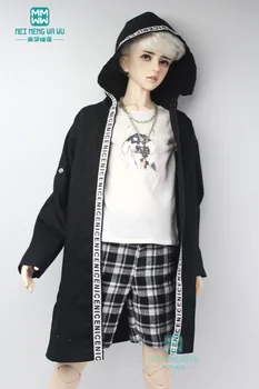 Кукольная одежда для 65 см-75 см Модная футболка BJD uncle, шорты в клетку, длинное пальто с капюшоном