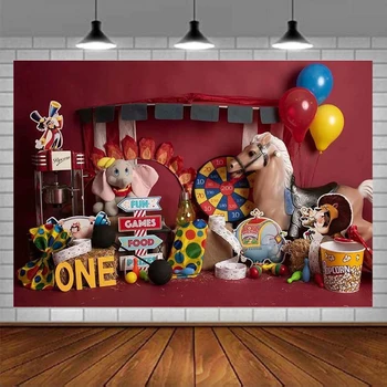 Цирковая Тематика Фон Для Фотосъемки Cake Smash Children 1st Birthday Background Реквизит Для Фотостудии Баннер Украшение Вечеринки