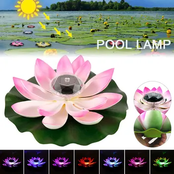 1ШТ Солнечная лампа Lotus с питанием от светодиодного цветочного фонаря Плавающий Фонтан Пруд Сад Лампа для бассейна Реалистичной формы Светодиодные яркие лампы Лампа