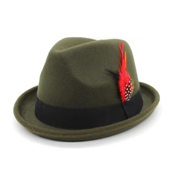 Мужская фетровая шляпа, женская Праздничная шляпа для карнавалов, для подростков мужского пола, повседневная Весенне-летняя Солнцезащитная шляпа с пером