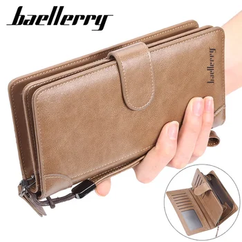 Мужской кошелек Baellerry, деловая сумка средней длины с несколькими картами, ручная сумка с застежкой-молнией большой емкости