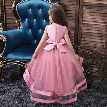 Длинное платье принцессы лепестков для первого причастия для девочек от 3 до 12 лет, Элегантное детское платье для девочки, свадебное платье на День рождения