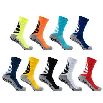 Высококачественные новые футбольные носки, мужские и женские спортивные носки с нескользящей силиконовой подошвой, футбольные баскетбольные носки с захватом