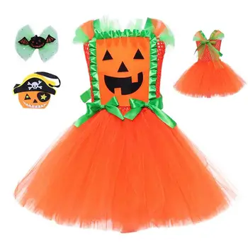 Комбинезон для девочек на Хэллоуин, костюм призрака, платье без рукавов в виде тыквы, летняя одежда, конкурс принцесс для вечеринки, косплей 311 Лет