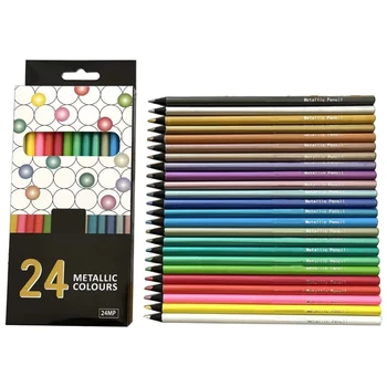 24шт Металлические Цветные Карандаши Для Рисования, Карандаши Для Рисования, Цветные Художественные Карандаши D5QC