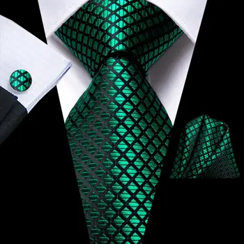 Зеленый, черный Шелковый свадебный Галстук в клетку для мужчин, Подарочная Ручная Запонка, мужской галстук, модный дизайн, прямая поставка для деловых вечеринок, Hi-Tie