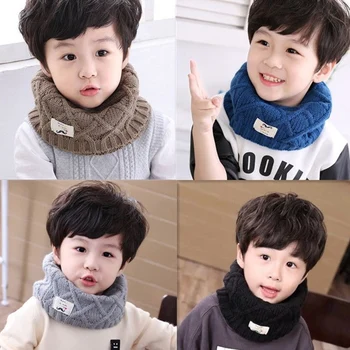 Осенне-зимний детский шейный платок для мальчиков и девочек, милый толстый шарф из корейской вязаной шерсти, комплект для шеи tide