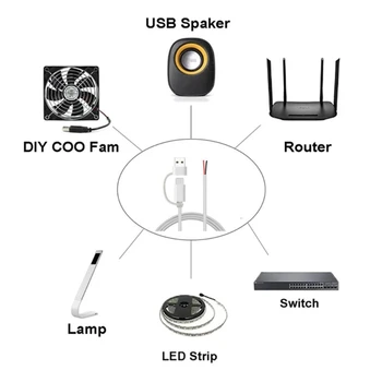 5V/ 2A USB Type C, 2Pin, замена провода питания с косичкой, кабель DIY для светодиода