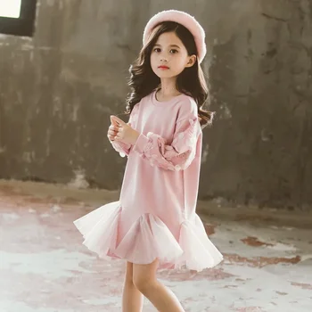 Платье с капюшоном для девочек от 3 до 12 лет, детские платья принцессы с длинным рукавом, Осенняя новинка 2024 года, детская одежда, праздничное платье для маленьких девочек