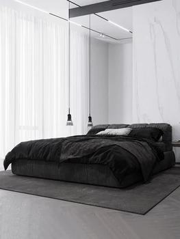 Главная спальня двуспальная кровать современная минималистичная кровать с мягкой обивкой, интернет-знаменитость Nordic, тканевая кровать длиной 1,8 м