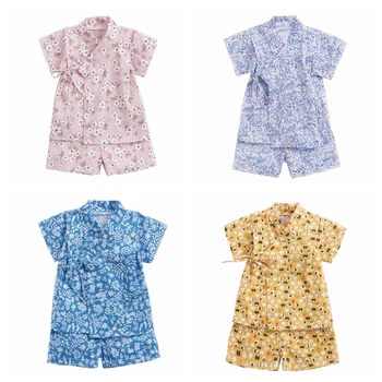 Sanlutoz / Комплекты хлопковой детской одежды из 2 предметов, летняя одежда для малышей с коротким рукавом, милые пижамы для новорожденных с цветами из мультфильма