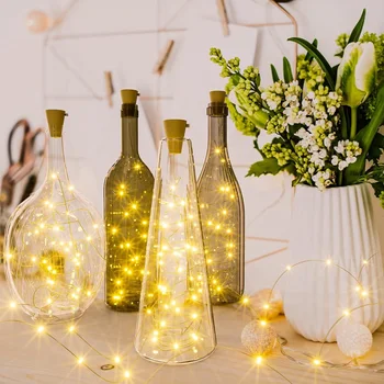 20LED Солнечные фонари для винных бутылок, гирлянда из солнечной пробки, Сказочная гирлянда для праздника, Рождественской вечеринки, свадебного декора, лампа БЕЗ банки