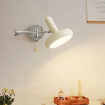 Современный кремовый светодиодный настенный светильник для спальни, подвесной светильник для детской комнаты, выдвижной светильник для фонового освещения гостиной